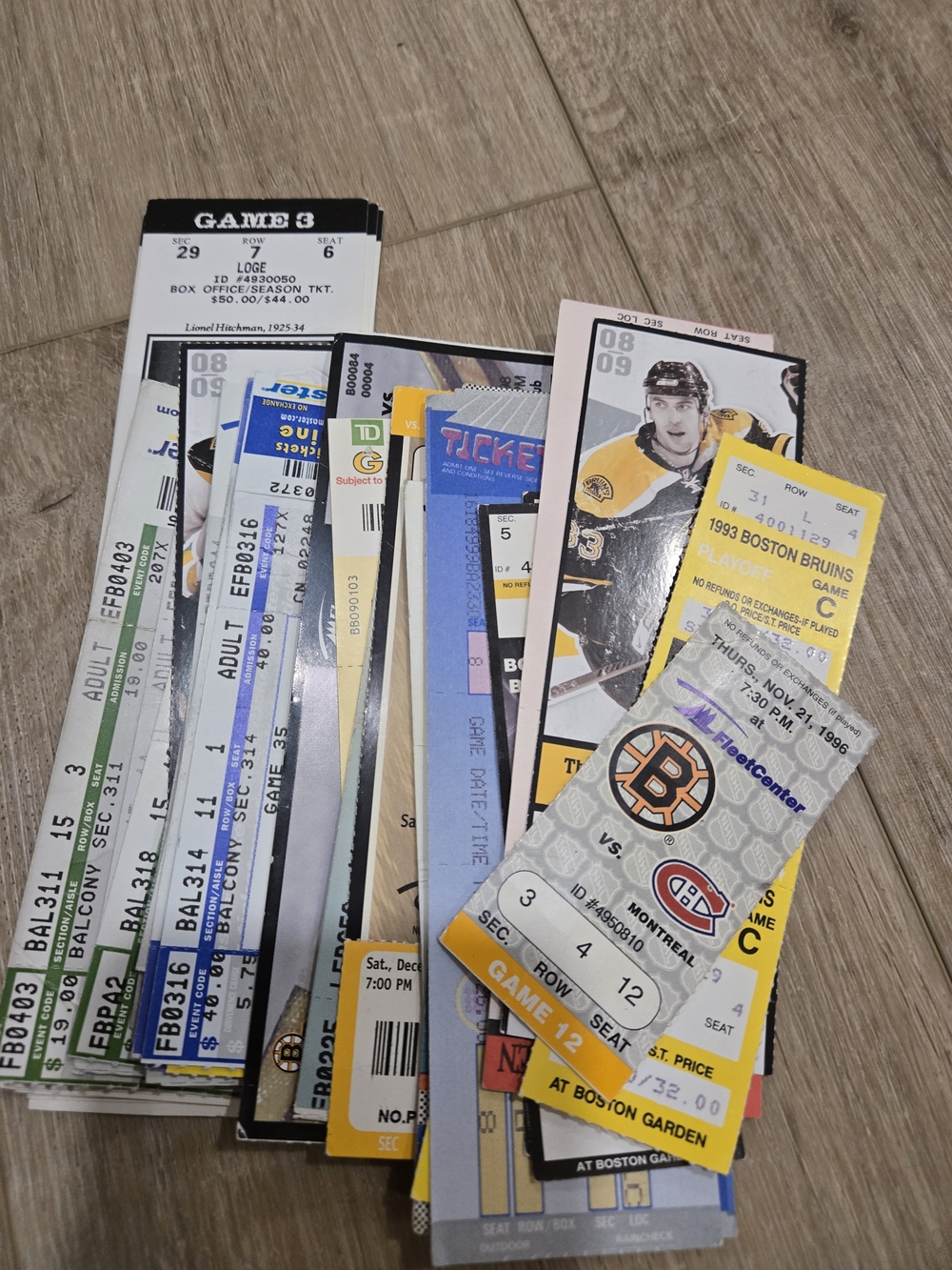 Lot Of (35) 1990s-2000s Boston Bruins Tickets And Stubs